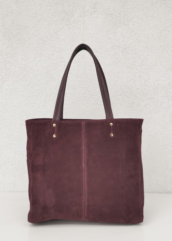 Zamszowa bordowa torebka shopper