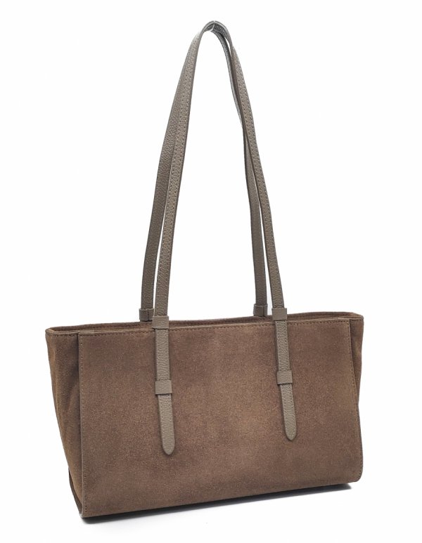 Torebka skóra zamszowa VeraPelle beżowa Mocha