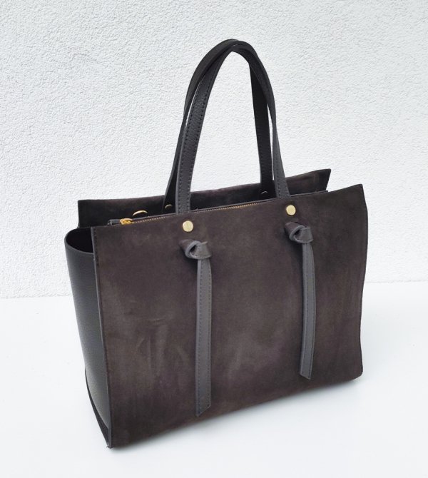 Klasyczna modna torebka zamszowa czekoladowa espresso