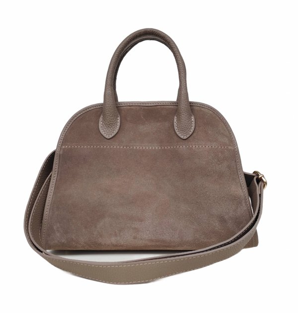 Zamszowa torebka kuferek skóra naturalna beżowa light taupe