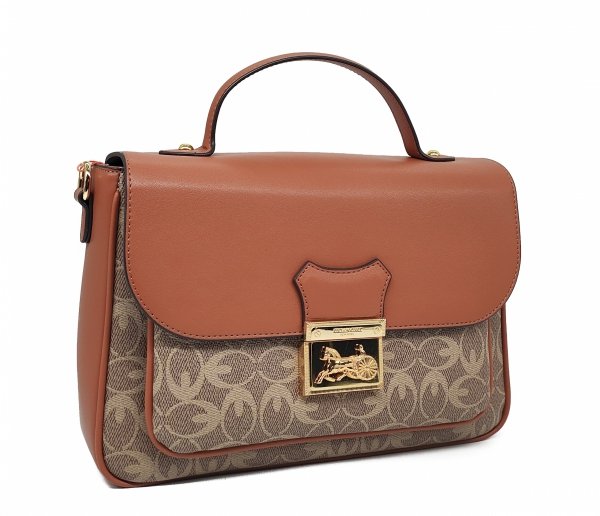 Torebka kuferek listonoszka  crossbody GUANCHI brązowa z klapą