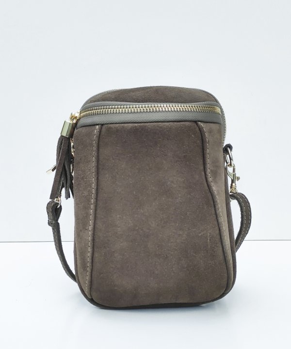 Listonoszka zamszowa rowerówka brązowa czekoladowa