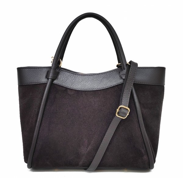 Klasyczna zamszowa torebka kuferek brązowa czekoladowa