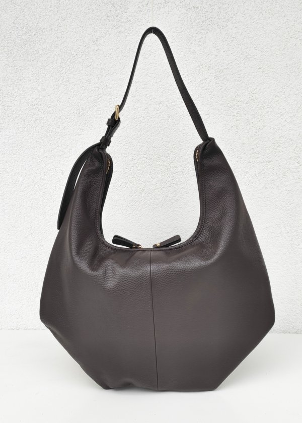 Czekoladowy worek skóra naturalna Laura Biaggi