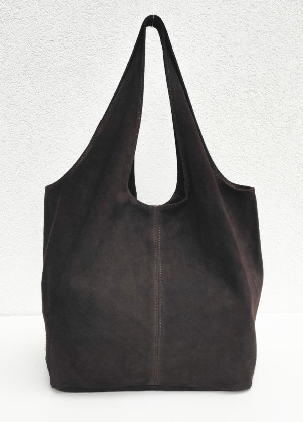 Zamszowy czekoladowy worek Vera Pelle