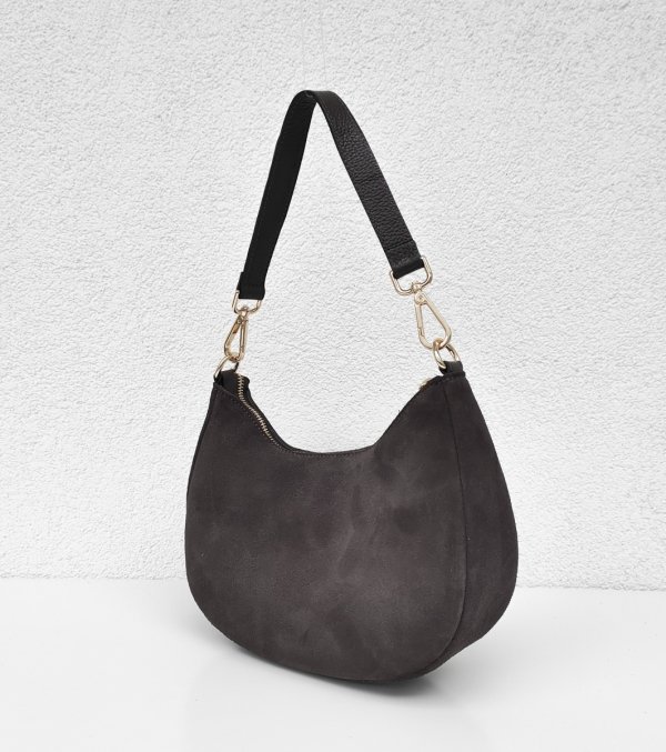 Czekoladowa brązowa zamszowa listonoszka skóra naturalna