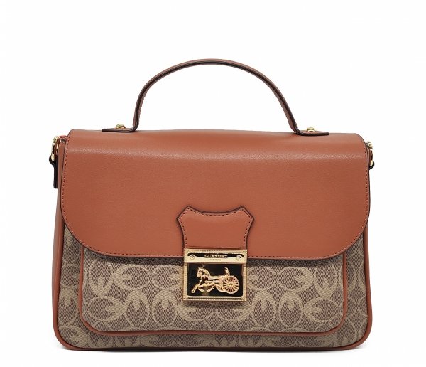 Torebka kuferek listonoszka  crossbody GUANCHI brązowa z klapą