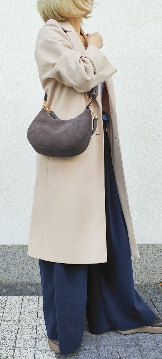 Czekoladowa brązowa zamszowa listonoszka skóra naturalna