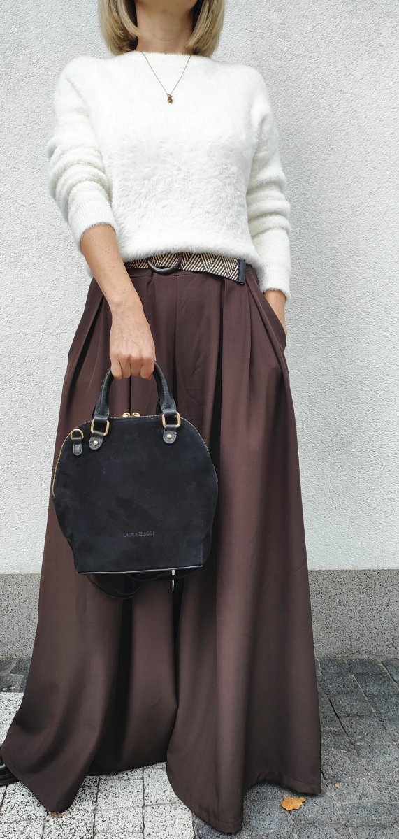 Zamszowy Plecak torebka listonoszka czarny Laura Biaggi