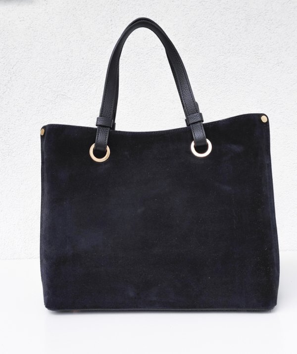 Klasyczna modna torebka aktówka zamszowa czarna