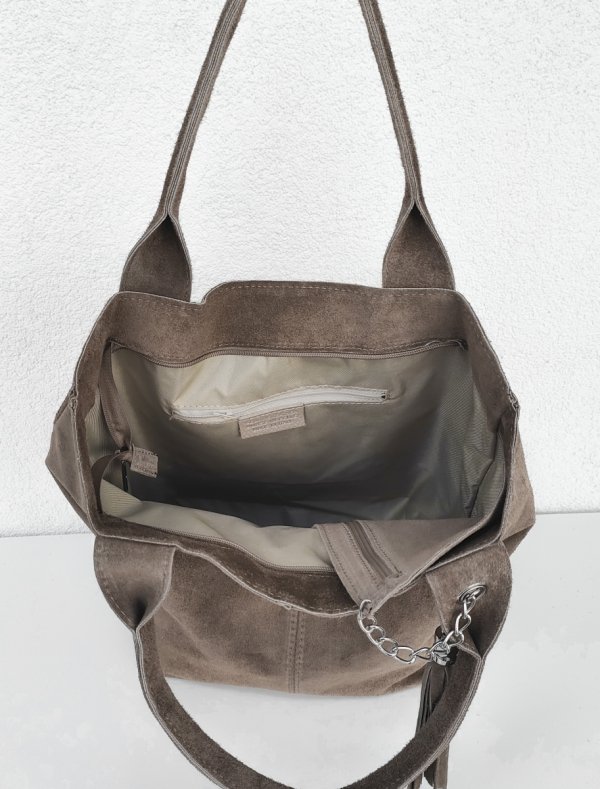 Beżowa taupe zamszowa torebka