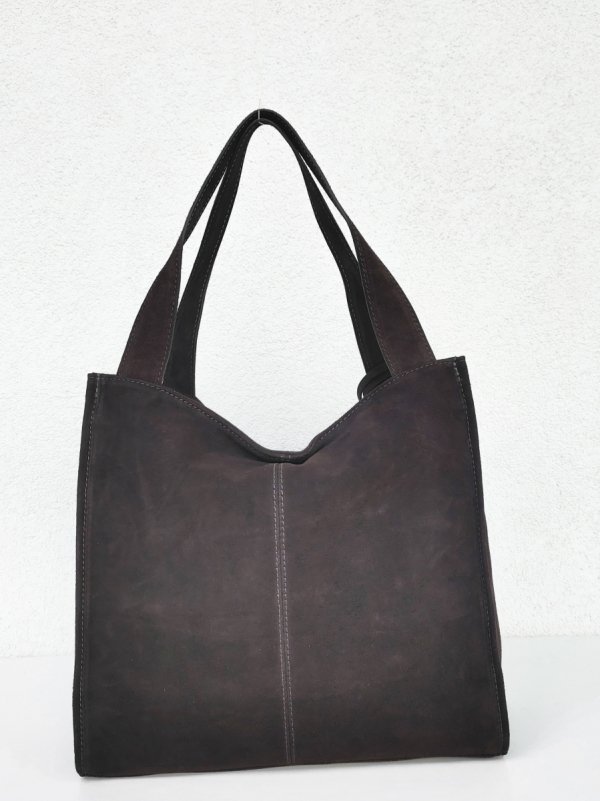 Torebka damska zamszowa Vera Pelle skóra brązowa