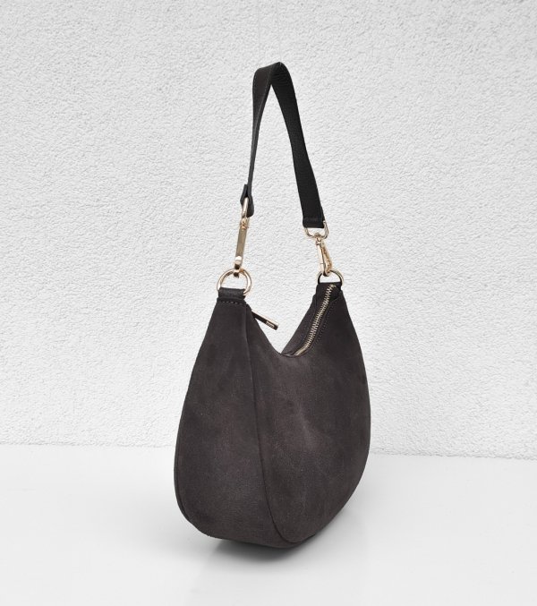 Czekoladowa brązowa zamszowa listonoszka skóra naturalna