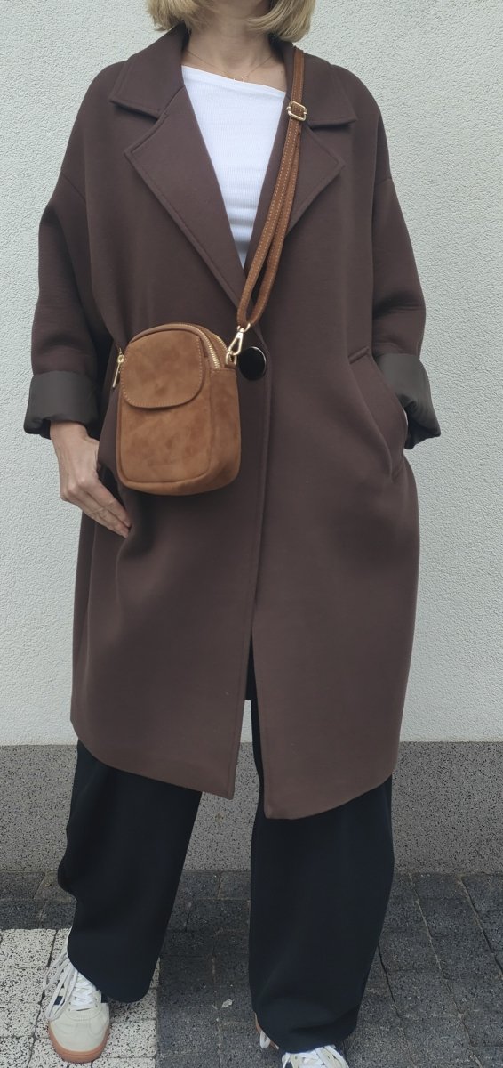 Listonoszka zamszowa rowerówka brązowa cynamonowa