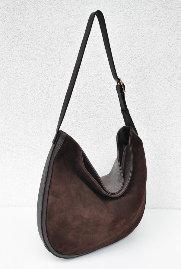 Torebka worek na skóra zamsz czekolada