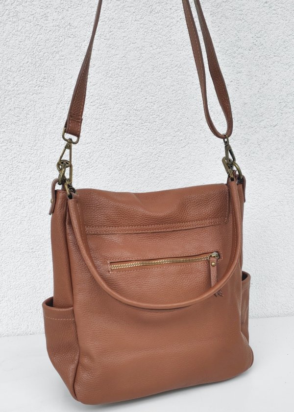 Torebka worek listonoszka ruda cynamonowa Vera Pelle