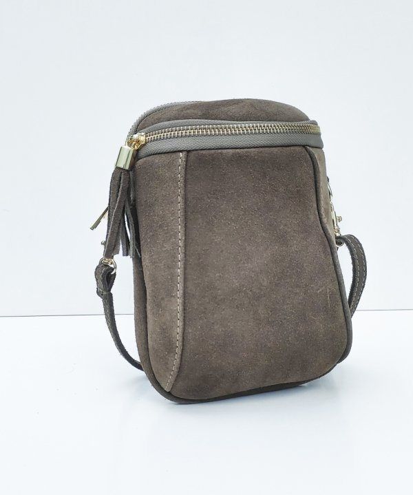 Listonoszka zamszowa rowerówka brązowa czekoladowa