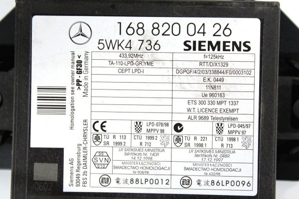 Komputer sterownik silnika stacyjka immobilizer Mercedes A-klasa W168 2000 1.9i 166990