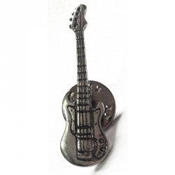 Zebra Gitara basowa precission przypinka srebro