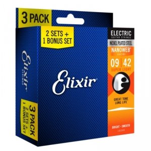 Elixir 9-42 3-pak NanoWeb struny do gitary elektrycznej 