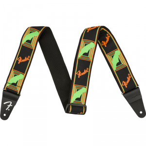 Fender Neon Monogrammed Strap Green and Orange 2