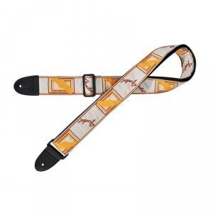 Fender Monogrammed pasek gitarowy biały żółty