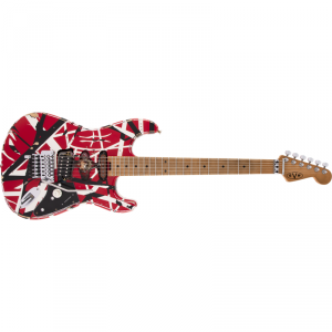 EVH Striped Series Frankenstein Frankie Maple Fingerboard Red with Black Stripes Relic