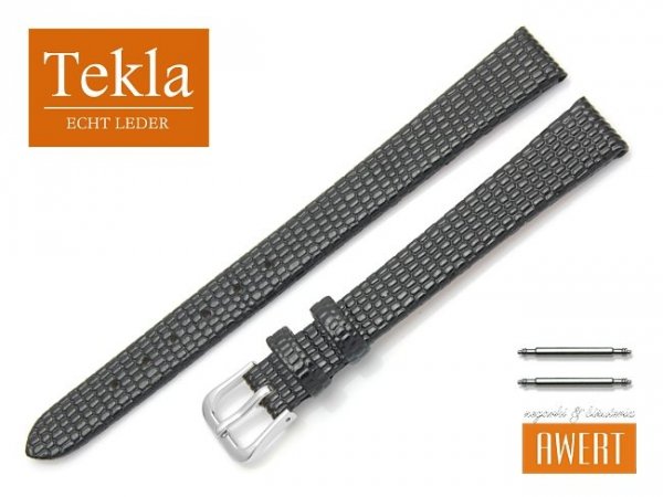 Pasek skórzany do zegarka 12 mm XL TEKLA PT34 czarny