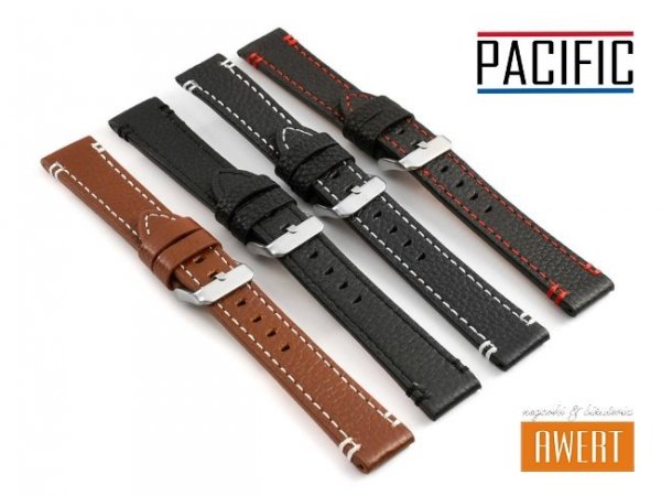 PACIFIC 22 mm pasek skórzany W112 czarny W112-1RE-22