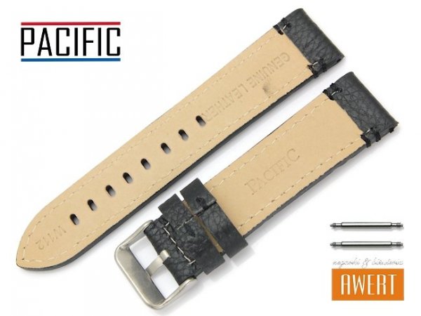 PACIFIC 22 mm pasek skórzany W112 czarny W112-1BL-22