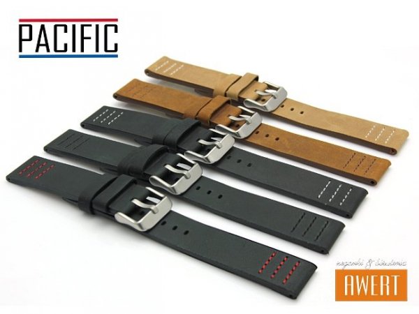 PACIFIC 22 mm pasek skórzany W39A brązowy W39A-6WH-22