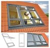Dachfenster Fakro FDY-V/U Duet proSky Fenster Mit Höher Versetzter Schwingachse und Unterem Festelement mit dreifach Holzlackierung