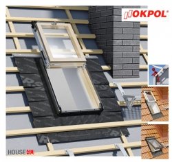 Dachluken Okpol Versa ISW E2+ 55x78 für Nutzräume Uw=1,2 Dachausstiegsfenster aus Holz SOLID+ - Ausstiegsfenster - Dachausstieg - Dachluke - Dachfenster