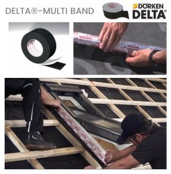 Dörken DELTA®-DICHT-BAND D 50, 50 mm x 10 m, Einseitig klebendes Nageldichtungsband aus Bitumen- /Kautschukmasse mit PE Deckfolie