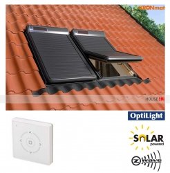 KRONMAT Optisol Außenrollladen AOR Solar Z-Wave, Optilight Dachfenster Solar- Rollladen inkl. Fernbedienung / Funk-Wandschalter, Kompatibilität mit dem Z-wave System, Aluminium