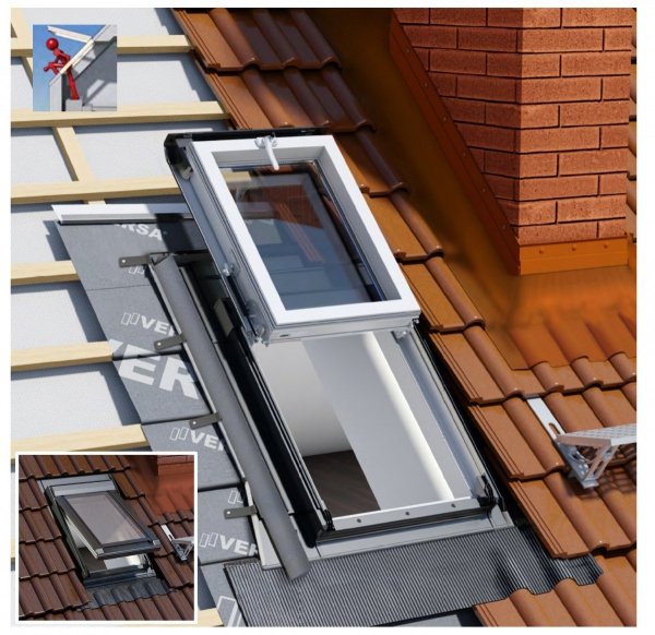 Dachluken Okpol IGWX+ E2 78x98 für Nutzräume Uw=1,2 Dachausstiegsfenster aus Kunststoff SOLID+ PVC - Ausstiegsfenster - Dachausstieg - Dachluke - Dachfenster