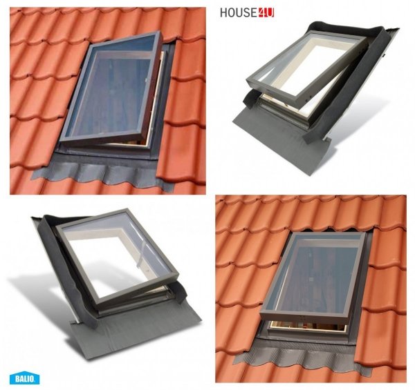 Ausstiegsfenster BALIO 45x73 - 45x55 cm für ungeheizte Räume, nach oben oder seitlich öffnend, BALIO gehört zum VKR Konzern wie ( VELUX , ROOFLITE ), mit integrated Eindeckrahmen, Skylight