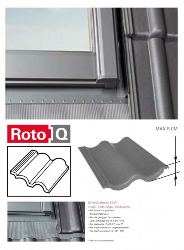 Eindeckrahmen Roto Q-4 EDW Eindeckrahmen - für profilierte Eindeckmaterialien / Profilbeläge bis zu 8 cm hoch Profil www.house-4u.eu