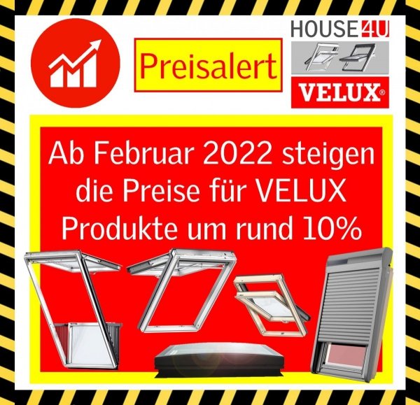 Ab Februar 2022 steigen die Preise für VELUX Produkte um rund 10%