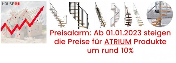Mittelholmtreppen modular Systemtreppen ATRIUM DIXI  RAL 9006 Weißaluminium 11 Stufen Natürliche Erle  Modular Systemtreppe Mini-Treppen Geschosshöhe: 222 - 300 cm Anzahl Steigungen: 11 Stk.
