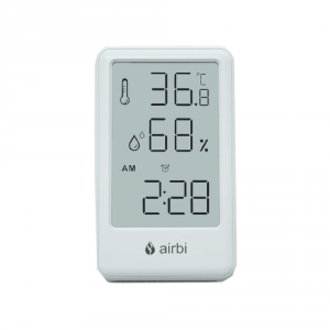 Airbi FRAME zegar z termohigrometrem z budzikiem pamięć min max biały data
