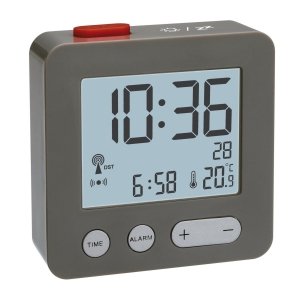 TFA 60.2545.10 budzik biurkowy zegar elektroniczny sterowany radiowo, czarny
