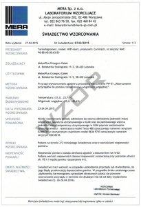 Świadectwo wzorcowania termometru dwukanałowego SW-2 rejestratora temperatury bez akredytacji PCA