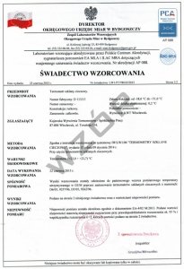 Świadectwo wzorcowania barometru SW-6-PCA rejestratora ciśnienia z akredytacją PCA