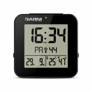 Garni 138B budzik biurkowy z termohigrometrem monitor klimatu pomieszczeń elektroniczny wewnętrzny, czarny