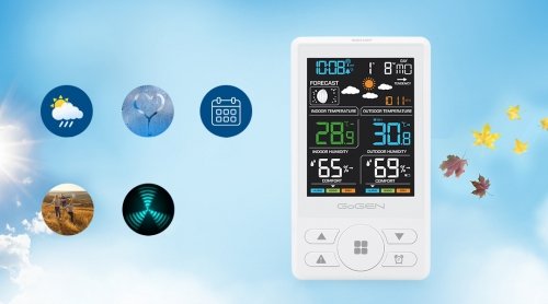 GoGEN ME 1250W– stacja meteorologiczna z czujnikiem zewnętrznym, biała