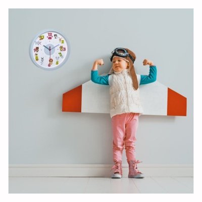 TFA 60.3051.20 Little Monsters zegar ścienny dziecięcy wskazówkowy płynąca wskazówka