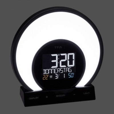 TFA 60.2026.01 Budzik biurkowy, zegar elektroniczny z termohigrometrem, zegar kolorowy