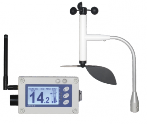 Navis W410/BAT wiatromierz sygnalizacyjny bezprzewodowy anemometr alarmowy autonomiczny alarm dźwiękowy i wizualny