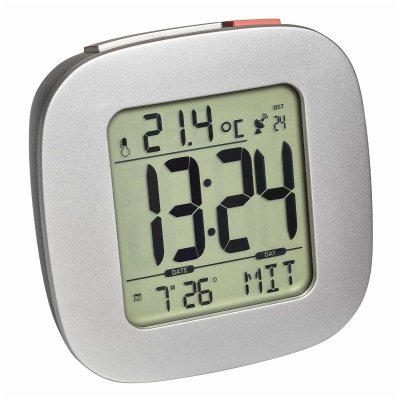TFA 60.2542.10 budzik biurkowy zegar elektroniczny sterowany radiowo, czarny - OUTLET
